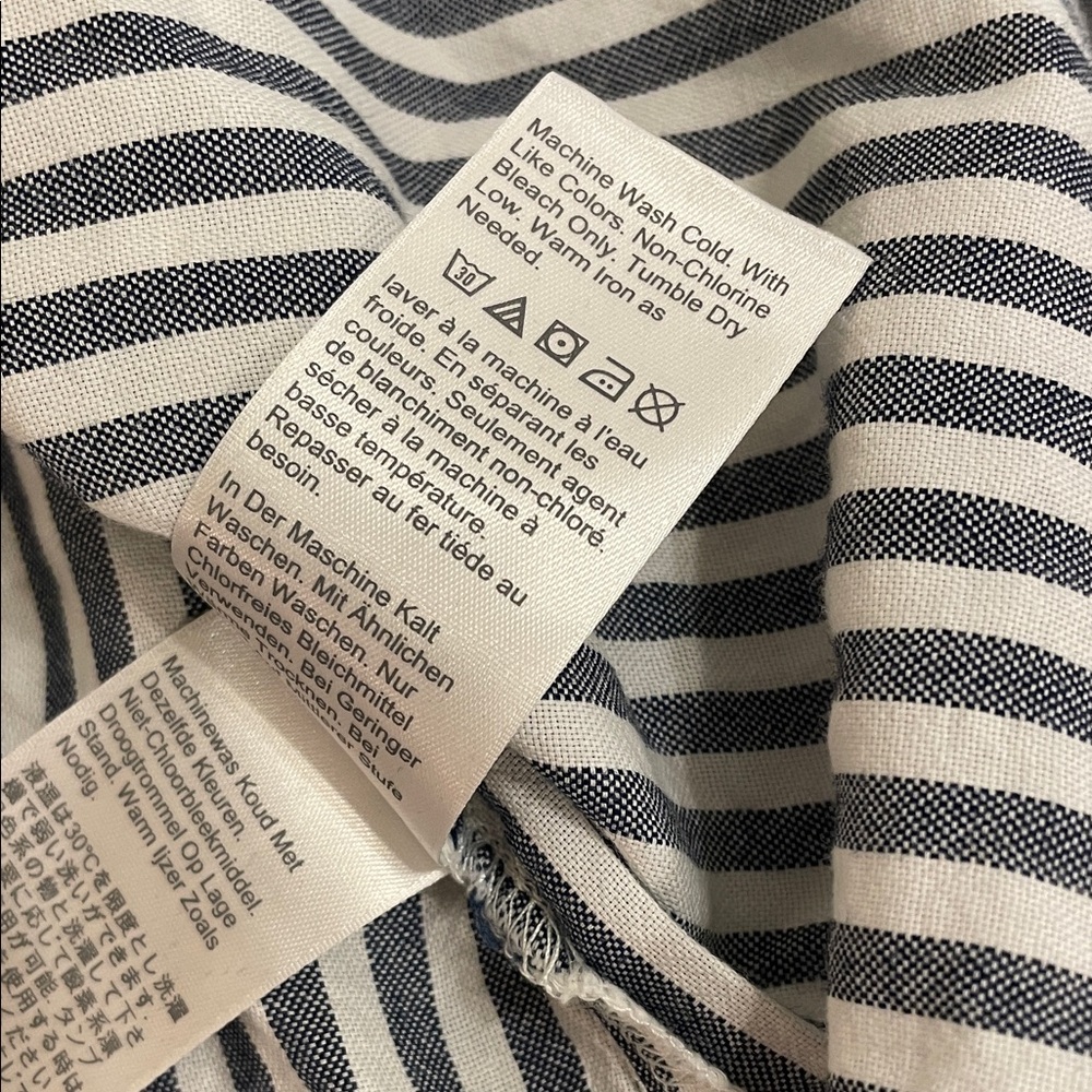 J. Crew 100% Cotton Striped Button-Down Shirt - Navy & White - Picture 4 of 5